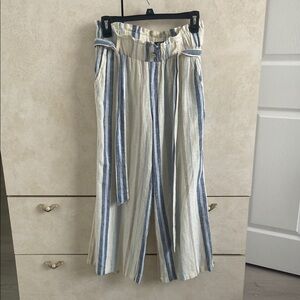 Rewash Blue and White Striped Cropped Pants